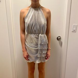 Lovers + friends, silver pleat front mini dress, SIZE S - $70 (worn once)